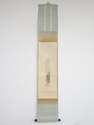 中島来章筆　紅葉図　肉筆短冊掛軸（保護箱）